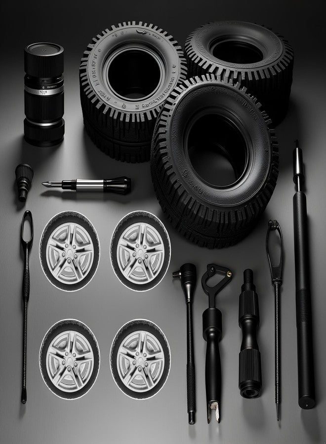 Cauaoa 4Pcs Black Toy Car Wheel Tires,48mm Simulation Rubber Wheel Tire Toy Model DIY RC Spare Parts Easy Installation Small in Size,Remote and App Controlled Vehicles and Parts,Wheels and Tires - Image 4